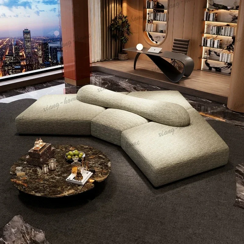 LSLuxury Fabric Double Sided Module Special Shaped Sofa Italian Minimalist Living Room Italian Lazy Sofas And Seating Furniture