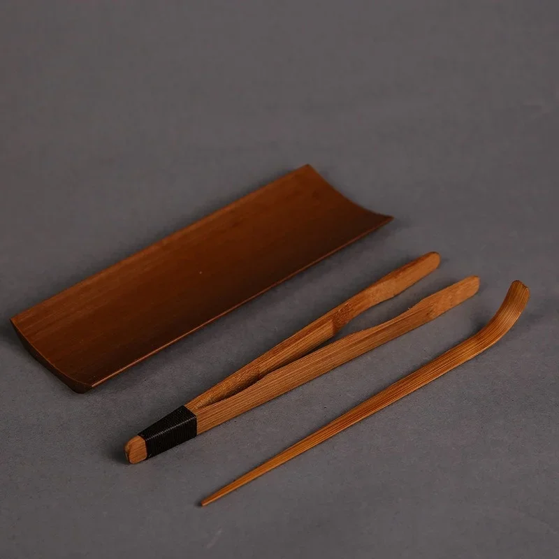 JUSTINLAU 3/4/5Pcs Bamboo Carbonized Teaware Set Tea Tray Teaspoon Tea Clip Needle Office Exquisite Tea Making Tool Accessories