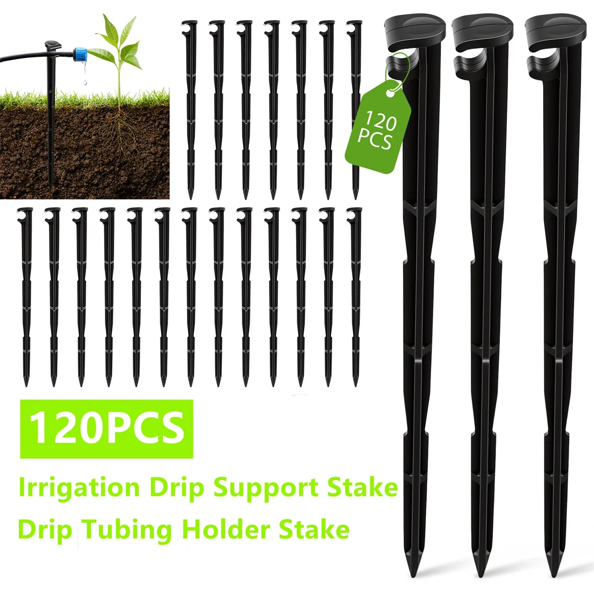 120pcs 1/4 Inch 6.35mm Hose Stakes Fixed Garden Tool Watering Tubing Micro Drip Irrigation Fittings Hold-Down Supports