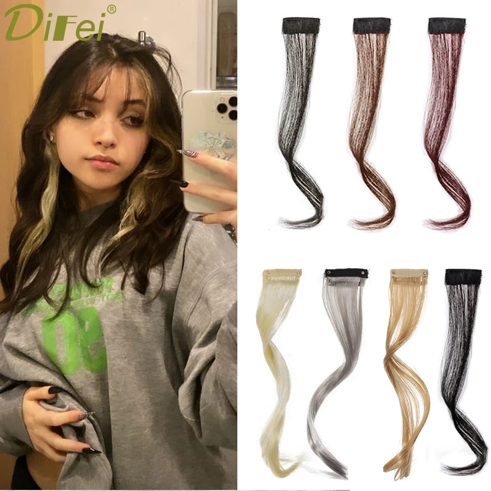 

DIFEI Synthetic Wig Air Bangs Hair Extension Female High-temperature Chemical Fiber Fashion Bangs Lazy Exclusive Two-pack