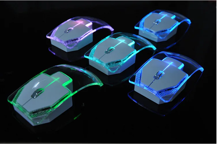 New Creative 2.4GHz Wireless Ultra-thin Transparent 1000DPI Optical Luminous Mouse for PC Desktop Laptop Notebook