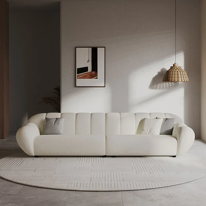 Retro Cream Style Fabric Sofa Light Luxury Living Room Small Apartment Straight Row Sofa Weavingn29