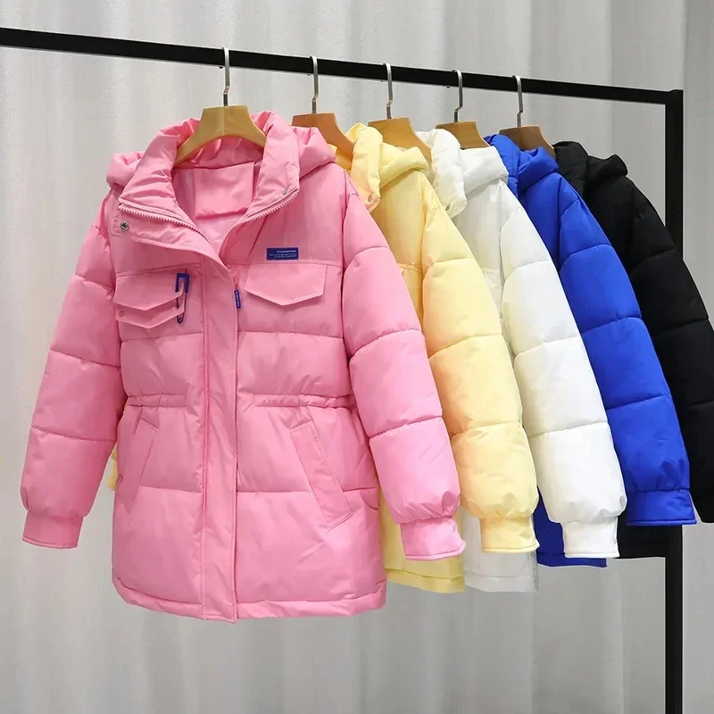 

2025 Winter Jacket Women Hooded Padded Coat Korean Fashion Female Loose Warm Parkas Down Cotton Outwear