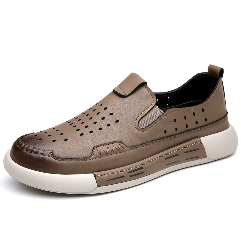 

Tide New Men's Gladiators Brown Yellowish-brown Pu Leather Casual Shoes Summer Male Beach Sandals Outdoor Slippers Zapatos