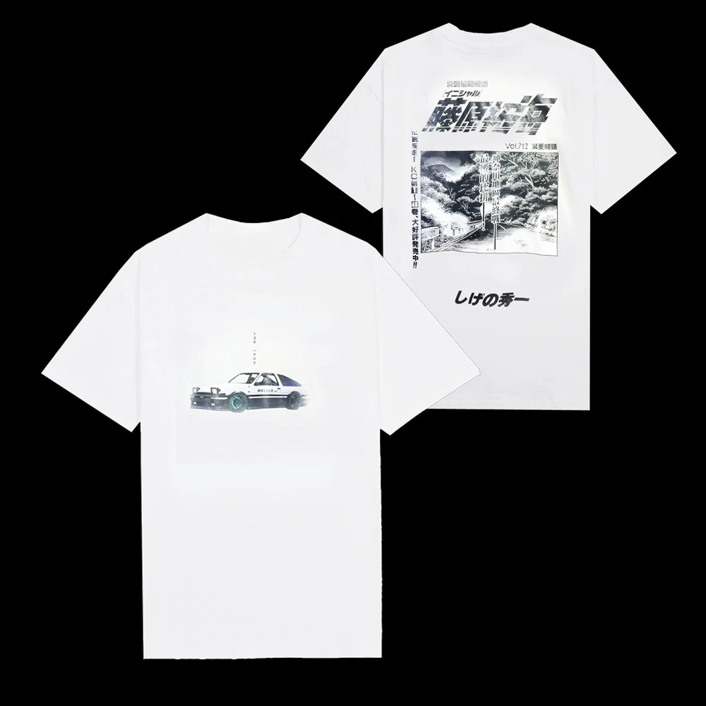 Summer Hot 1995 Initial D Comic Movie Collaboration Japanese Retro Vintage Print Short T-shirt