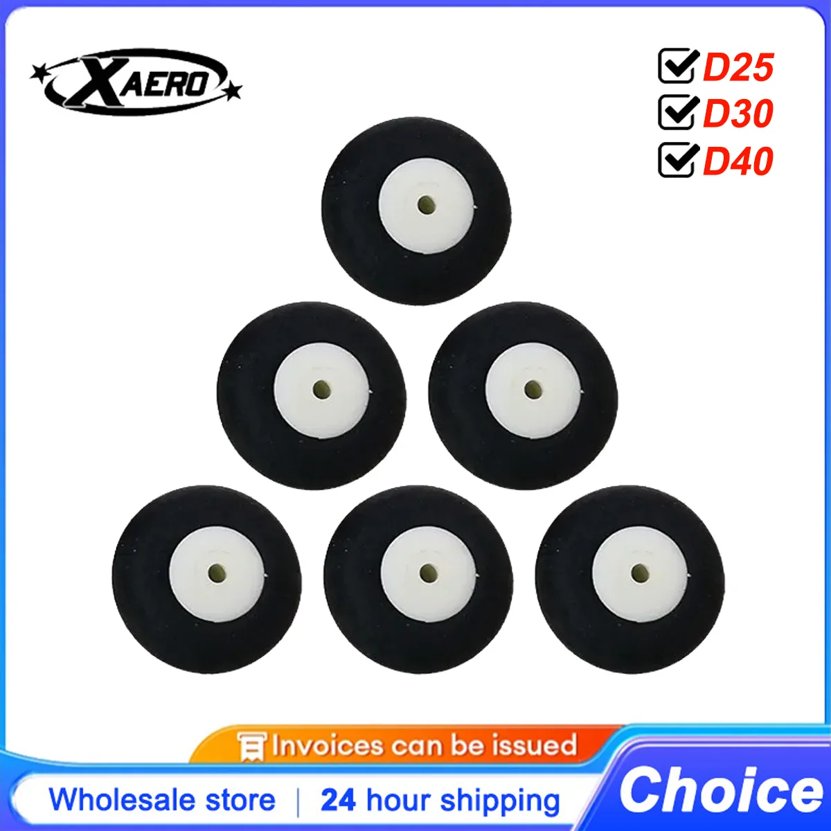 

XAERO Rubber Wheels 25mm 30mm 40mm Solid Tires with Plastic Hub 2PCS for RC Airplane Drone Car Model DIY Accessories
