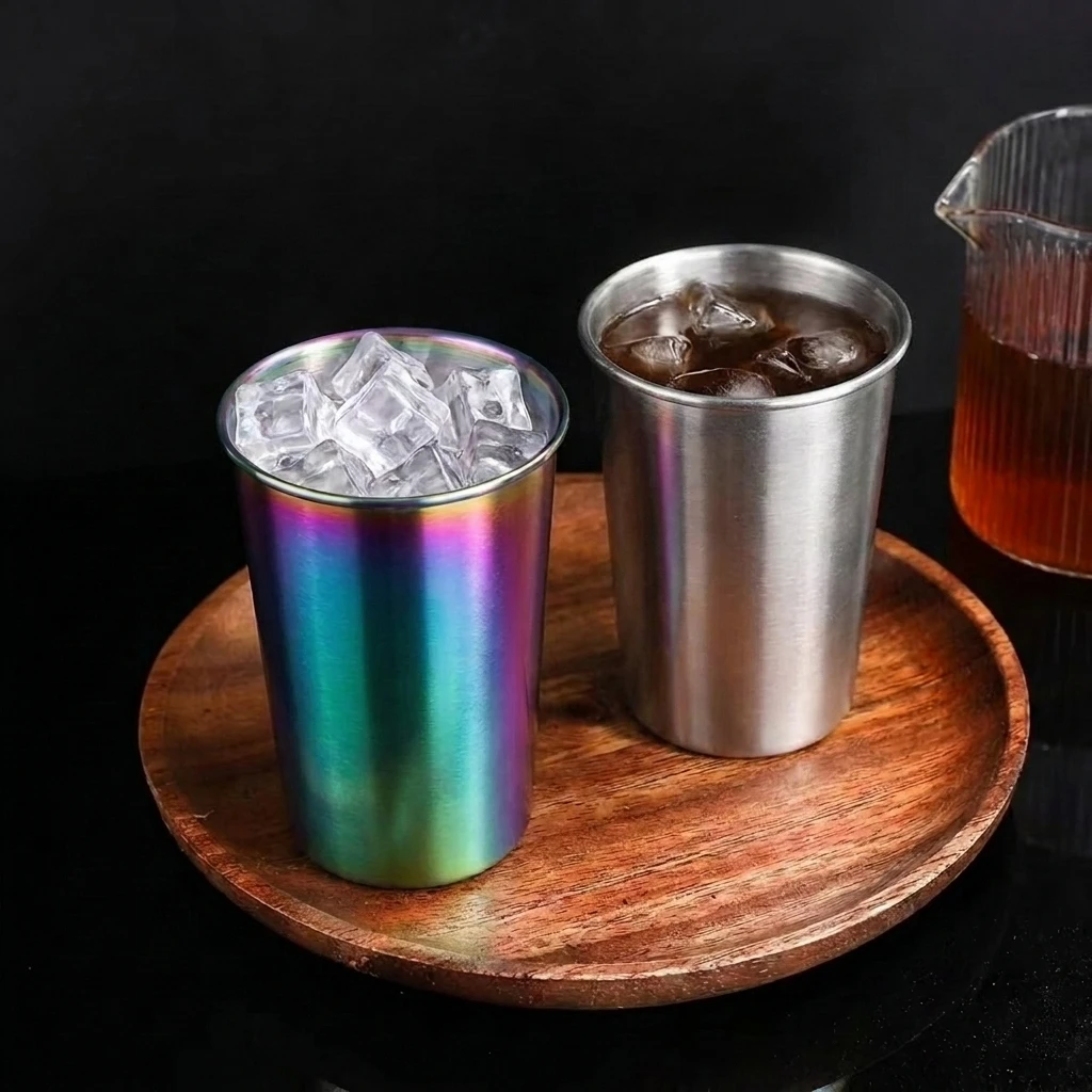 1/4/6PC 304 Stainless Steel Colorful Silver Tumbler Beer Cups Durable Tea Milk Coffee Mug Kids Water Cup Kitchen Drinkware 500ml