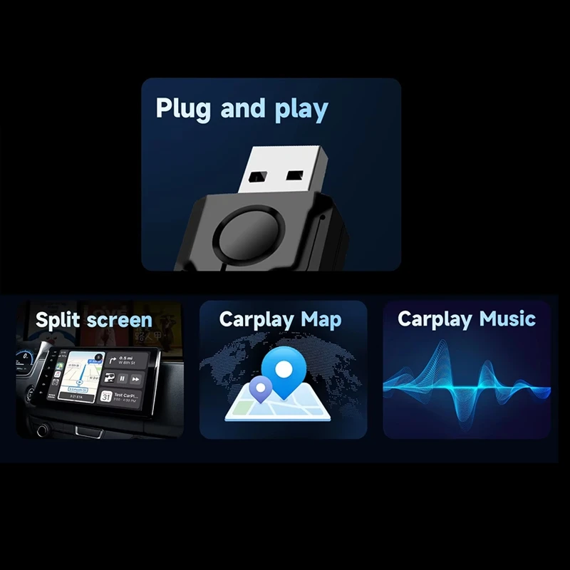 ABSQ-Wireless Carplay Android Auto Adapter Smart Mini Box USB Plug And Play BT 5G WIFI For Wired Carplay Android Auto Cars