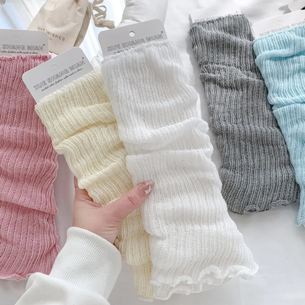 Women Spring Summer Thin Mesh Knitted Leg Warmers Lolita Ballet Y2K Crochet Heap Socks Boot Cuffs Arm Warmers Foot Covers