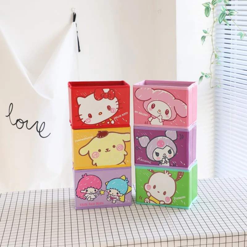 

Anime Hello Kitty Foldable Cartoon Desktop Dust-proof Debris Storage Box Melody Student Dormitory Stationery Storage Box Case