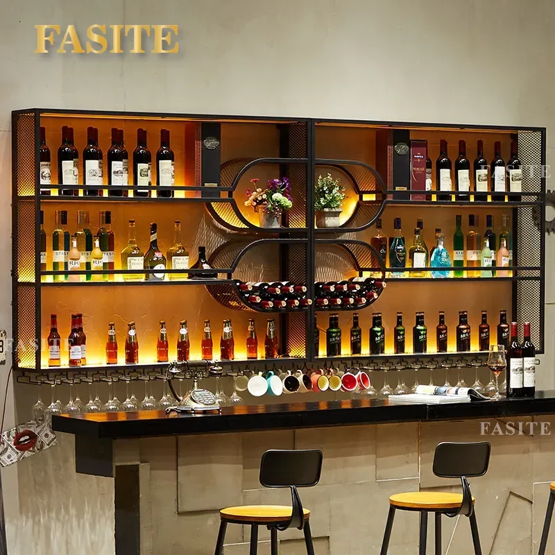 For Wall Mounted Wine Rack Metal Hanging Bottle Holder Display Shelf for Red Wine Storage Home Bar Restaurant Commercial
