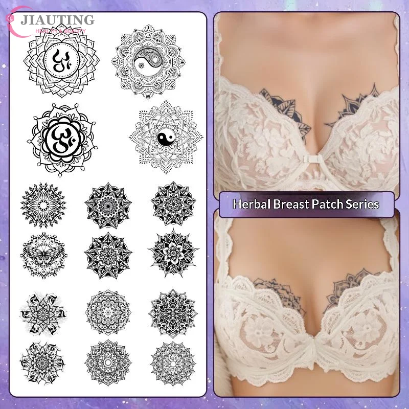 Datura Print Temporary Breast Tattoos Waterproof Herbal Extract 2-8 Sheets Non Irritating for Date Night Body Decor