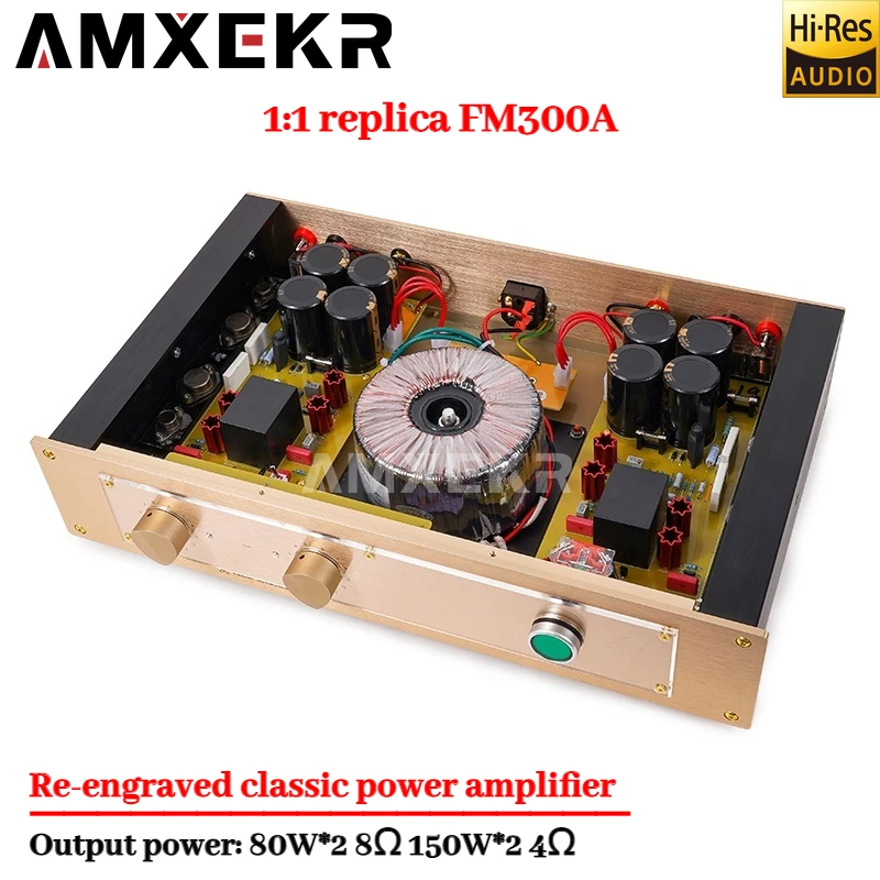 

AMXEKR Direct Engraved FM ACOUSTICS FM300A Classic HiFi Power Amplifier 80W*2 8Ω 150W*2 4Ω Phono Preamp Audio Amplifier