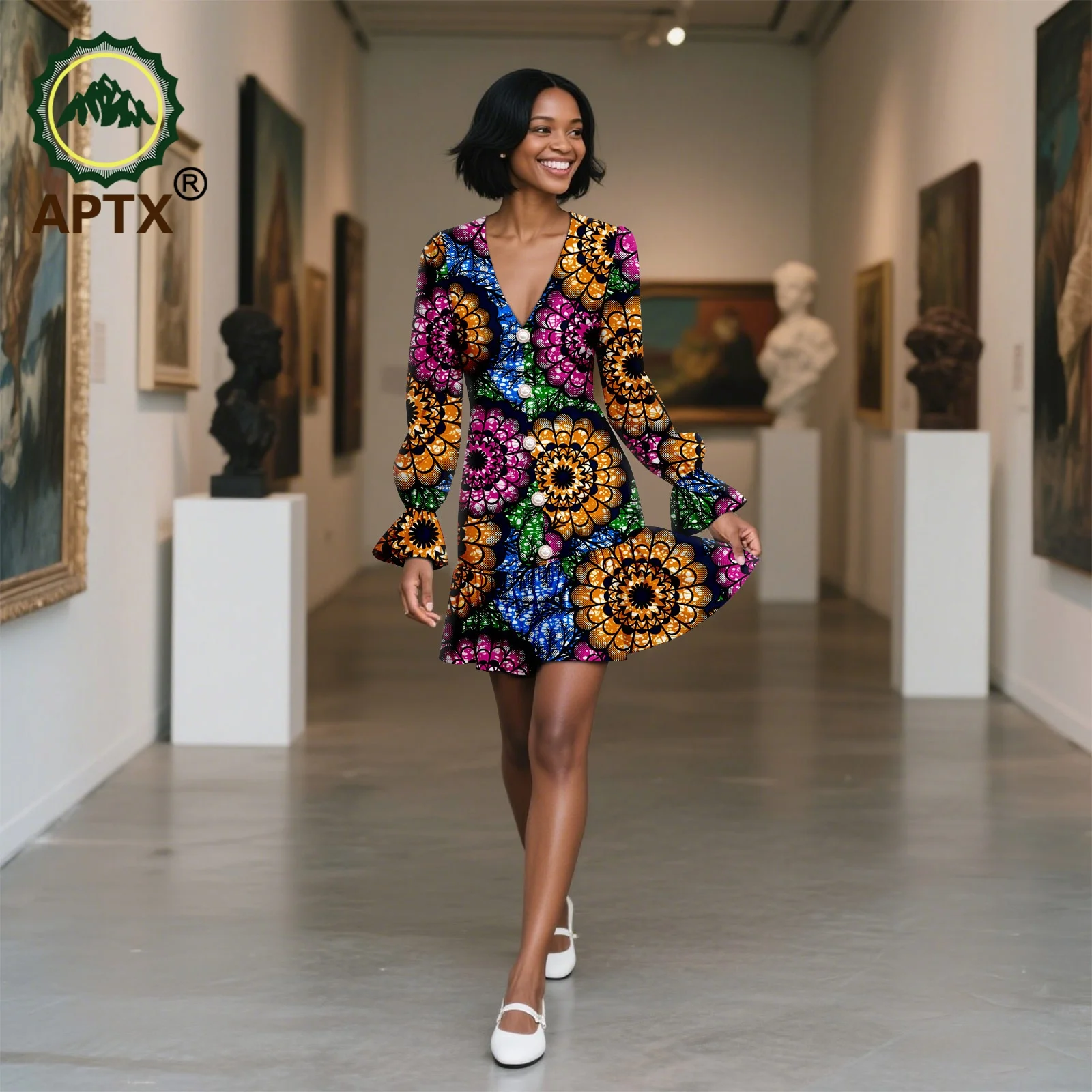 African Print Dresses for Women LongSleeve Wrap Dashiki Outfits Ankara Attire Midi Party  Wedding Evening Clothes 2525134