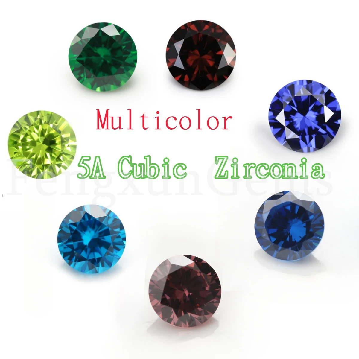 1.0~12mm 1/2/5/100pcs  5A Cubic Zirconia Stone 7colors Round Shape Blue Coffee  Loose CZ Stones Synthetic Gems Beads For Jewelry