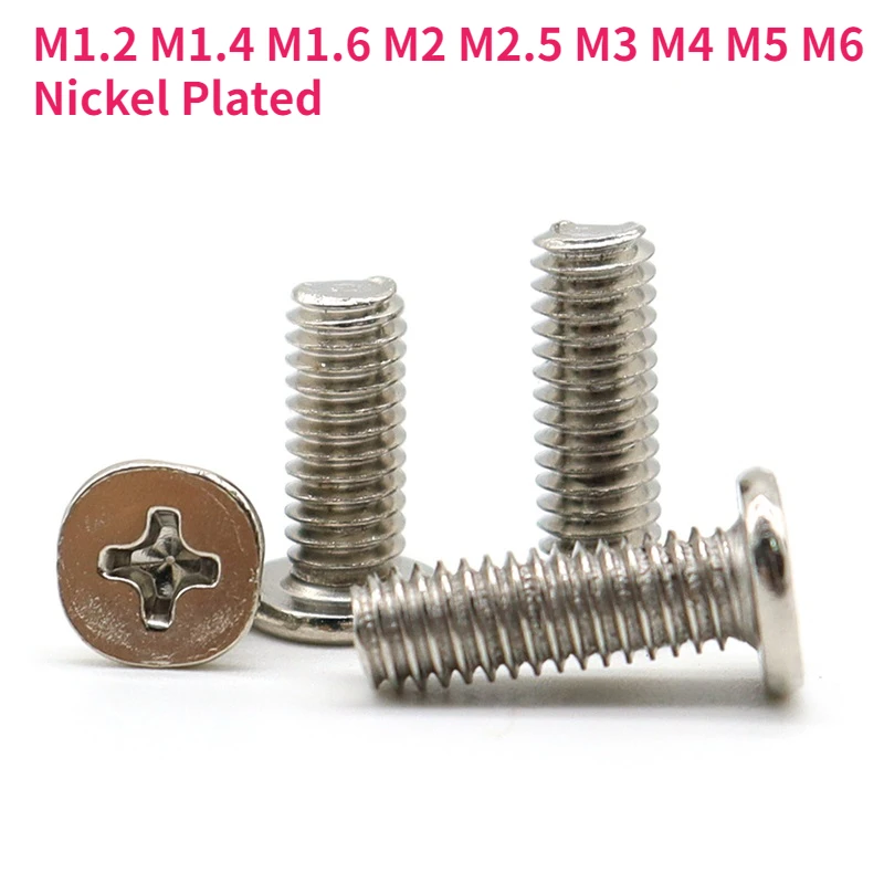 

M1.2-M6 Nickel Plated Phillips Ultrathin Thin Flat Extra Size Big Large Head Bolt Screw for Laptop Notebook Fix Repair Computer