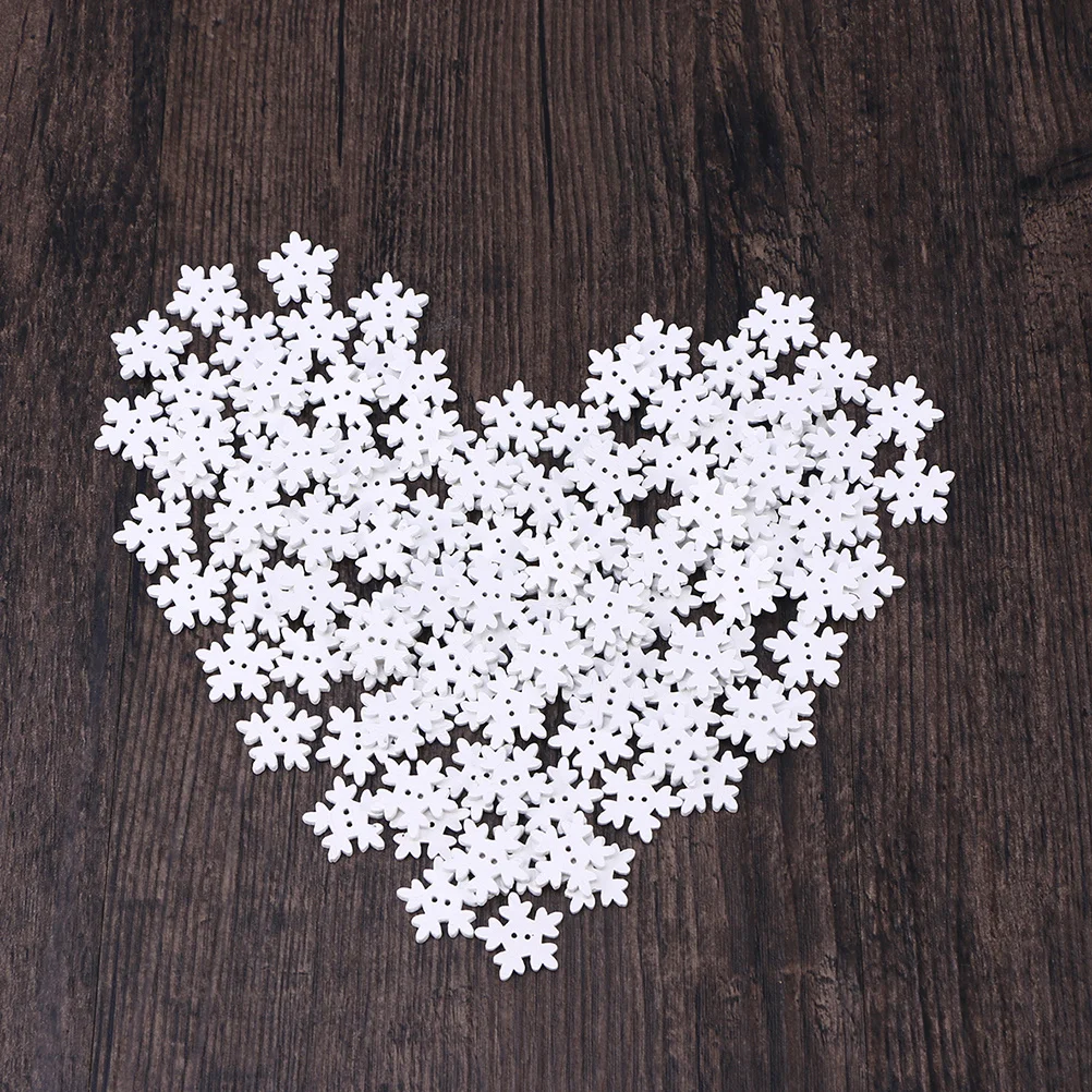 

200Pcs Snowflake Buttons Wooden Christmas DIY Craft Embellishments Xmas Sewing Decoration Xmas Snowflake Buttons Craft