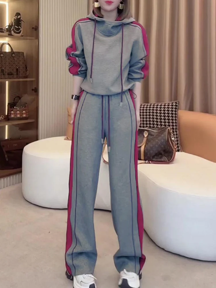 

Модный повседневный спортивный костюм Faion Color Blo: свободная толстовка и широкие брюки. Новинка Весна 2026. Комплект из двух предметов.