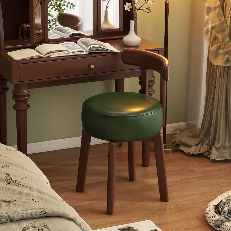 كرسي تزيين من الخشب الصلب قابل للتدوير للمكياج كرسي غرفة نوم الفتيات مضمد مسند الظهر كرسي ريترو البراز ضوء النمط الصيني الفاخر