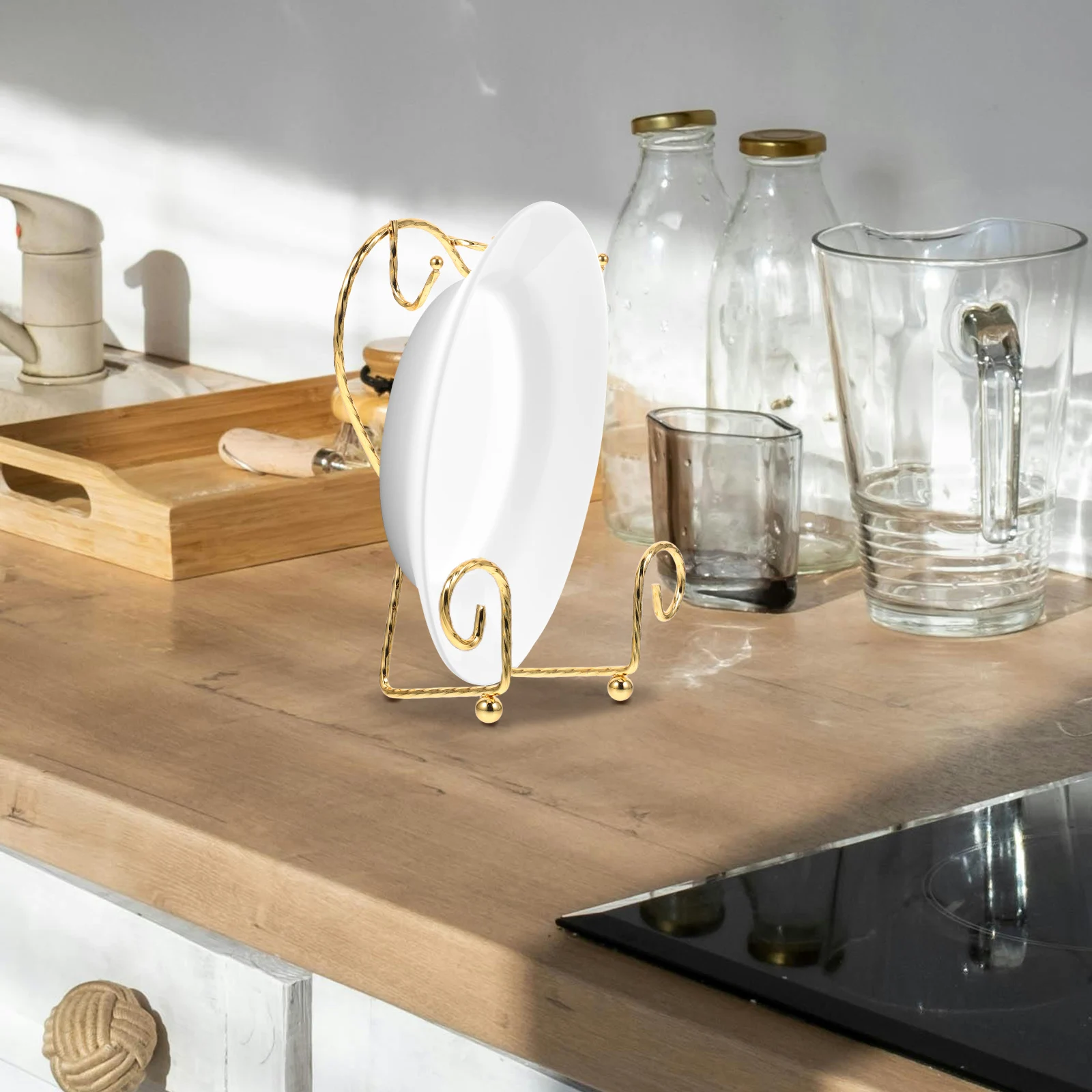 Gold Plated Metal Mug Holder Rack Saucer Display Stand Coffee Tea Cup Organizer Countertop Storage Holder Drying Function Non