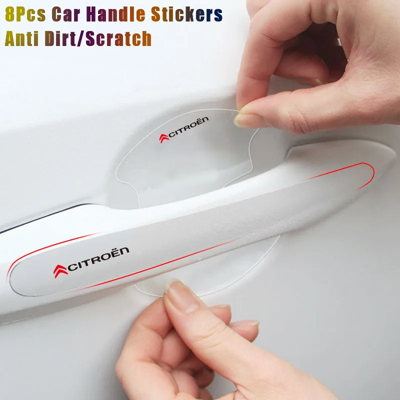 8Pcs Car Door Handle Protection Sticker Anti Scratch Film For Citroen C4 C3 C5 C1 C2 Berlingo Celysee Cactus Picasso Aircross