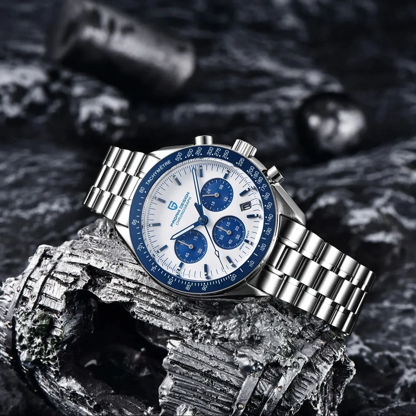 PAGANI DESIGN Moon Watches 2024 nuevo reloj de cuarzo de lujo para hombre cronógrafo con fecha automática AR cristal de zafiro 100M reloj de pulsera