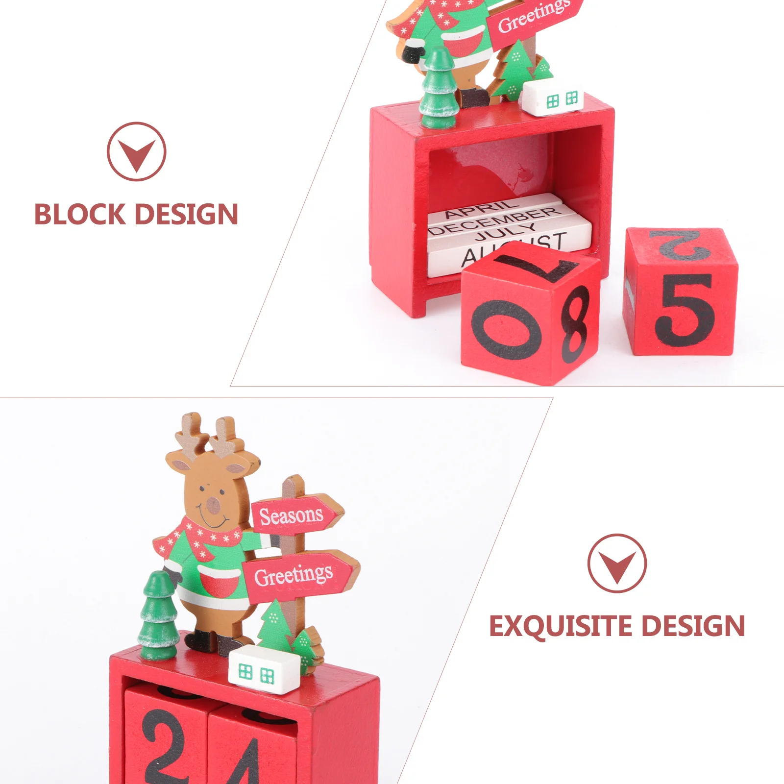 

1Pcs Wooden Elk Christmas Countdown Block Calendar Desktop Festival Decoration Home Office Xmas Gift Wooden Calendar