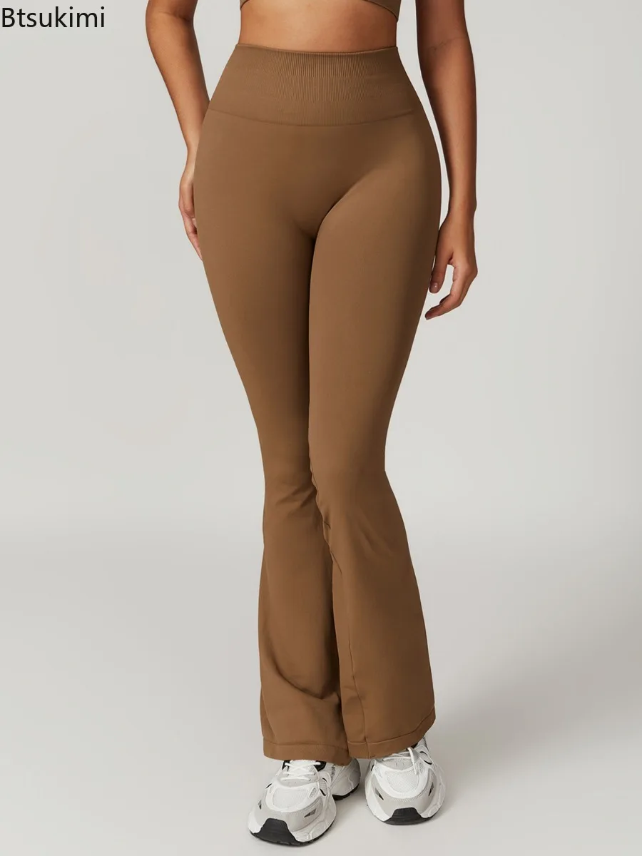 New Women's High Waist Slimming Bell-bottoms Long Pants Casual Pants Yoga Pants Sports Running Trousers Tight Shaping Britches