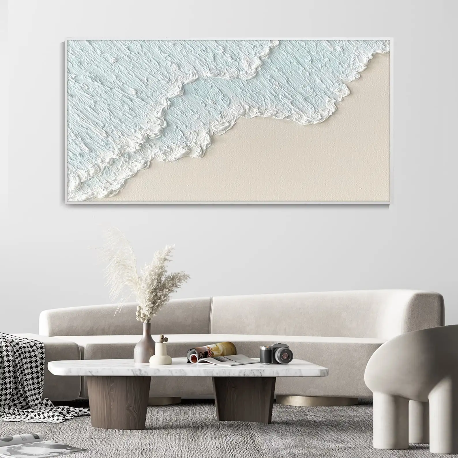 3D Sea Original Oil Painting Beach Wave Texture Canvas Painting Seascape Wall Art Minimalist Home Decor Hand Painted Artwork