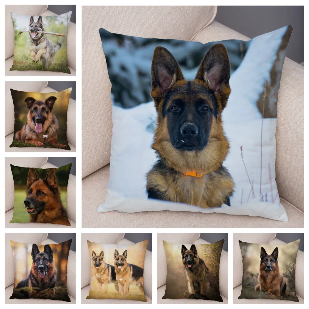 Sofa Home Pillowcase German Shepherd  Decoration Pet Animal Cushion