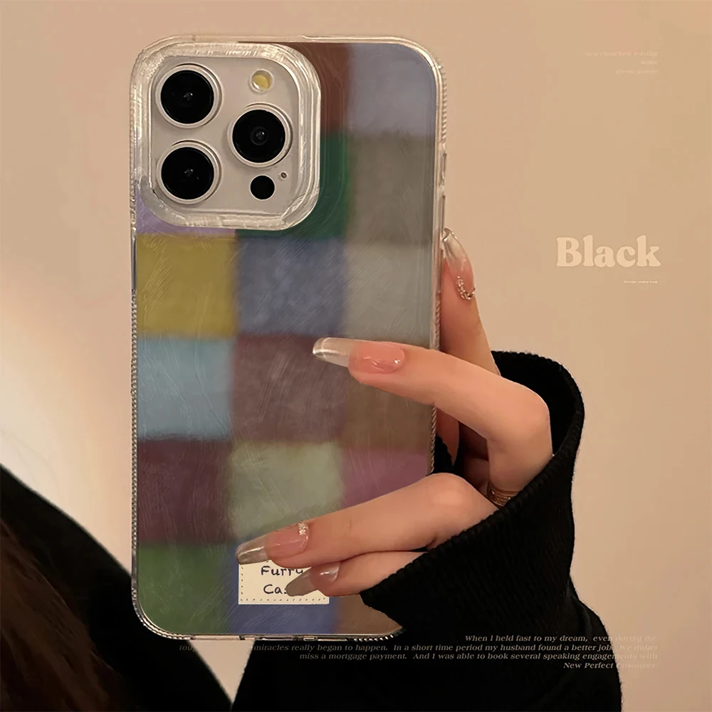 

Cute Dopamine Color Block Match Plaid Case For Realme 14 13 12 11 10 Pro Plus 5G 14X 9 9i C75 C67 C65 C63 C61 C55 C53 C51S Cover