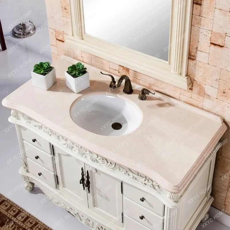 M  Light Luxury  White Single Basin Hand Wash Cabinet 1.2 Meters Long Bathroom Cabinet