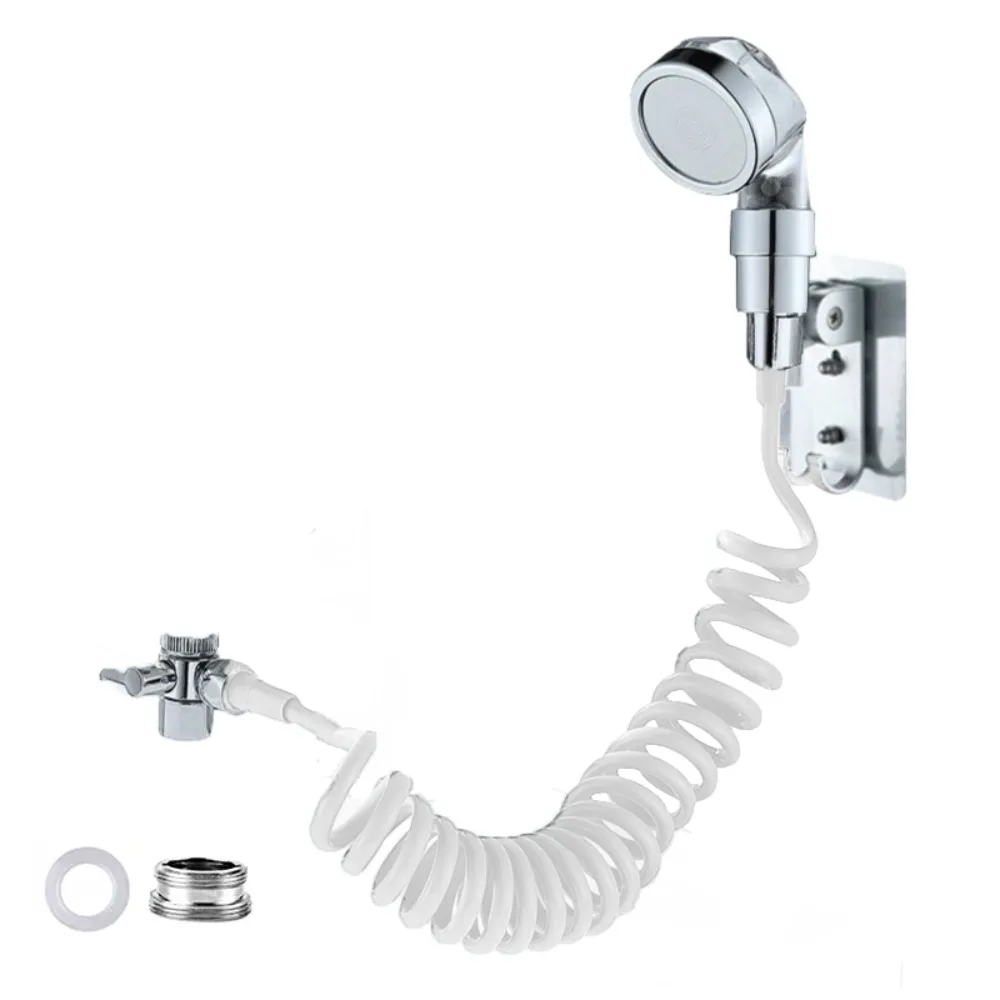 

Retractable Water Hose Water Tap Connector Hangable Filterable Shower Head Universal Plastic Faucet Diverter Valve Hair Salon