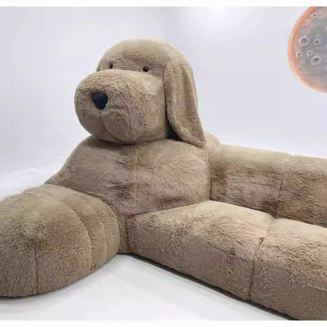 Teddy dog fabric sofa living room size apartment Internet celebrity villa large flat furniture