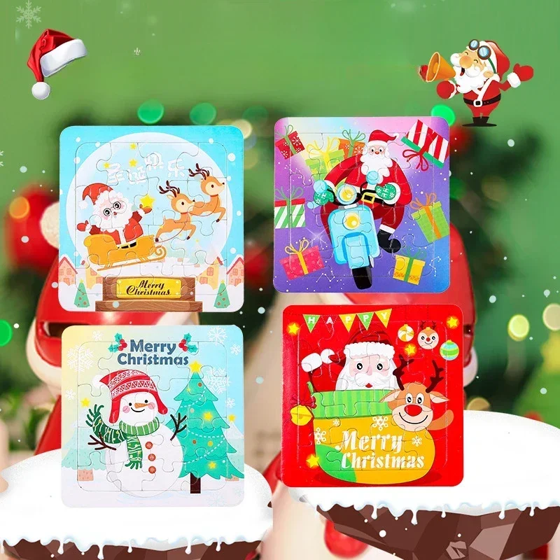 Świąteczne puzzle Mały prezent dla zabawek dla dzieci DIY Papierowa fabryka prezentów 16-elementowe puzzle świąteczne Nauka i edukacja