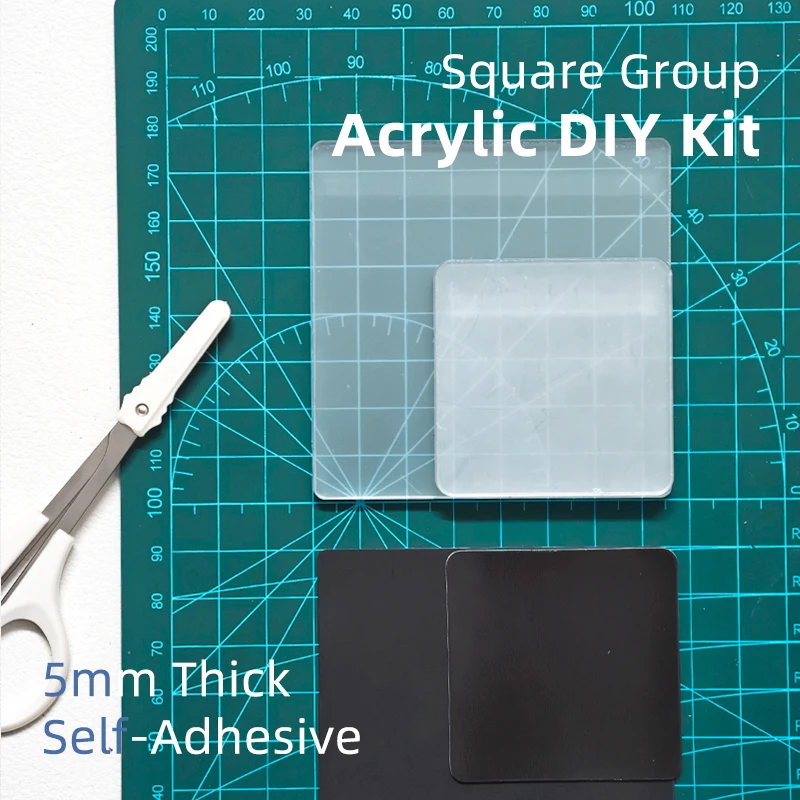 DIY Acrylic Fridge Magnet 4 Sets Supplies High Transparent Self Adhesive DIY Kit Square 5x5cm 7.5x7.5cm Home Kitchen Decoration