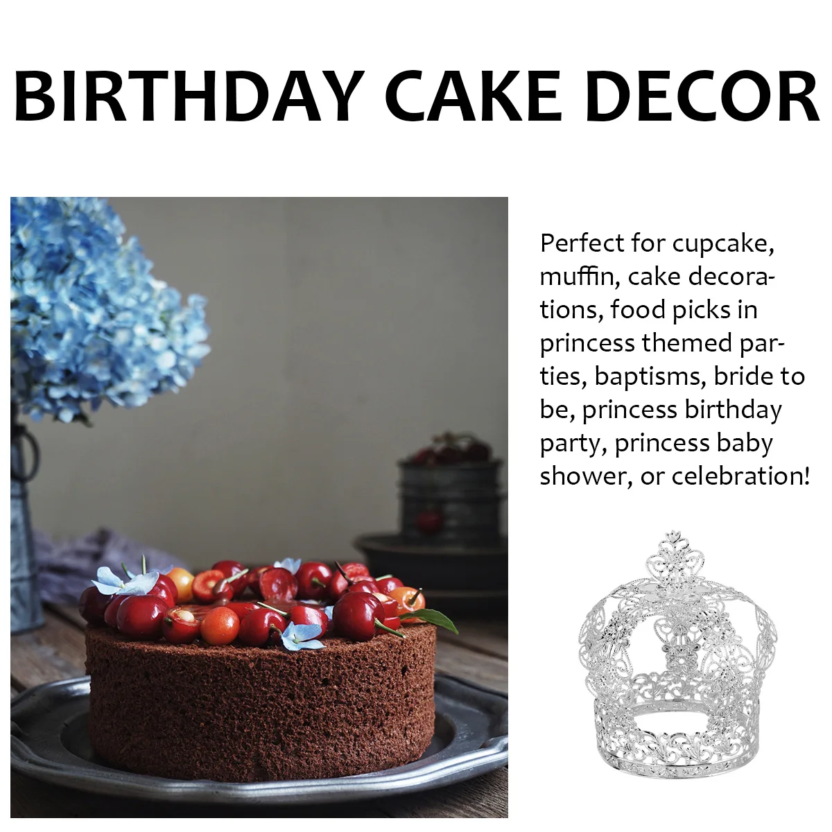 

1pc Elegant Crown Cakes Toppers Birthday Cake Decorations for Women Beautiful Dessert Party Accessories Cake Decor