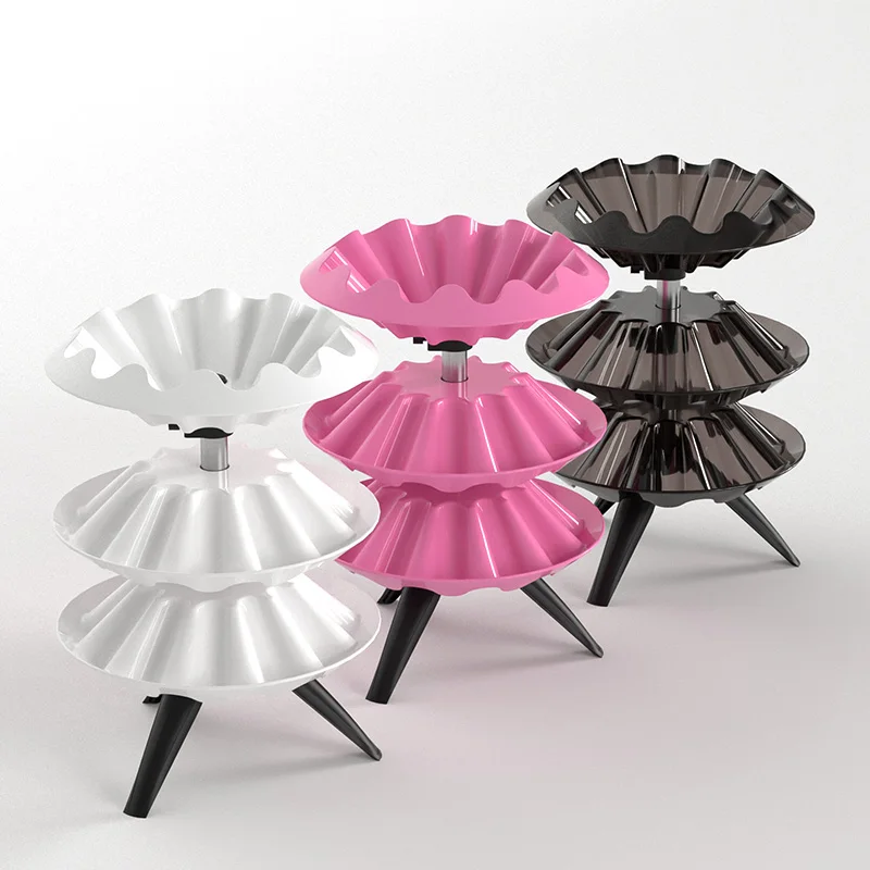 Modern 3-Layer Standing Type Nail Polish Display Rack Plastic Nail Salon Storage Rack