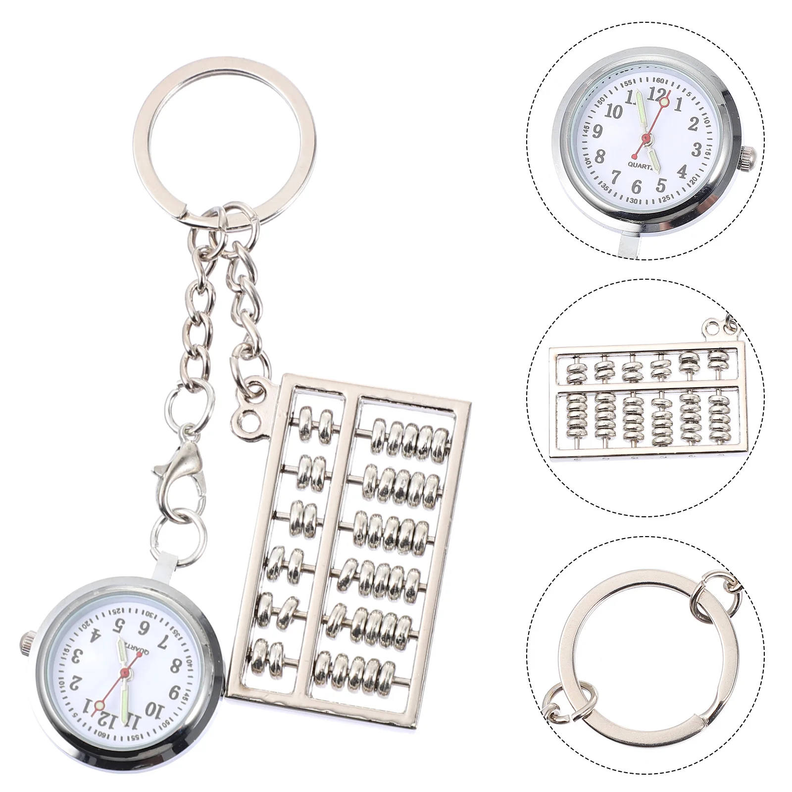

Abacus Keyring Pocket Watch Creative Metal Glass Mirror Unique Suspension Design Practical Hanging Keychain Watch