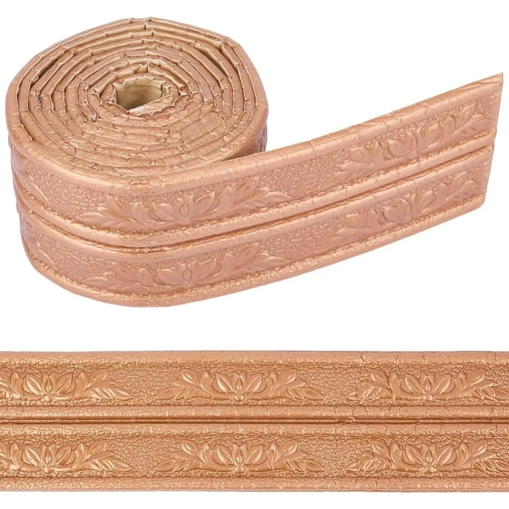 

Brown Crown Molding 3D Printing Vintage Wallpaper Border Wall Edging for Baseboard Mirror Border Wall Lines Hotel DIY Decoration