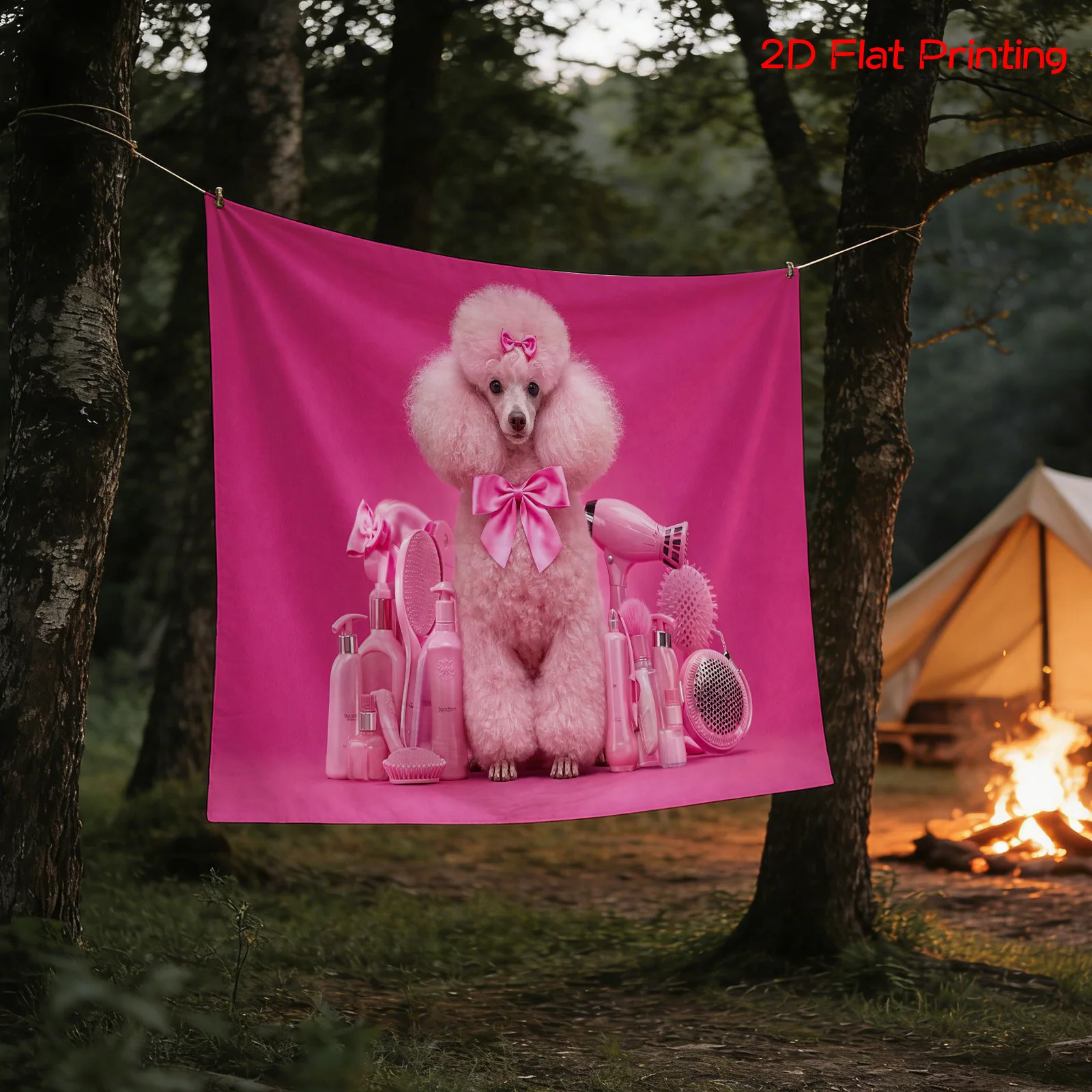 Übergroßer rosa Pudel-Wandtepp – Home Bathroom Vanity Bewertung und Preis