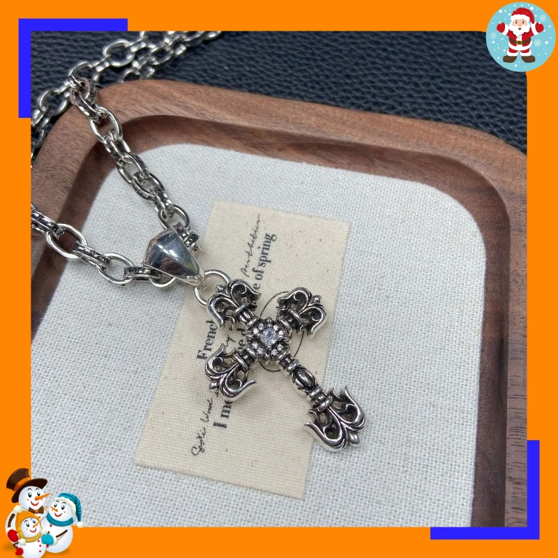 New Cross Necklace Vintage Hexagram Sword Anchor Pendant with Hip Hop Letter Flame Letter Chain