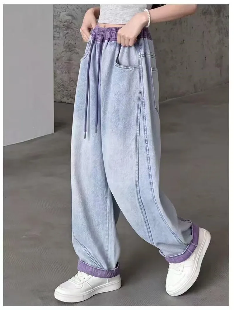 UNITIM 4-14 Jahre Mädchen-Jeans, Sommer, dünn, atmungsaktiv, für Kinder, Mädchen, Denim-Hose, lässig, gespleißt, für Junior-Mädchen, Hose mit weitem Bein – Detail 11