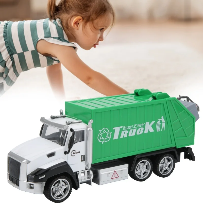 1:42 modèle de voiture américaine, camion à ordures d'assainissement, véhicule à tirer en alliage, jouet, cadeau pour enfant # 1