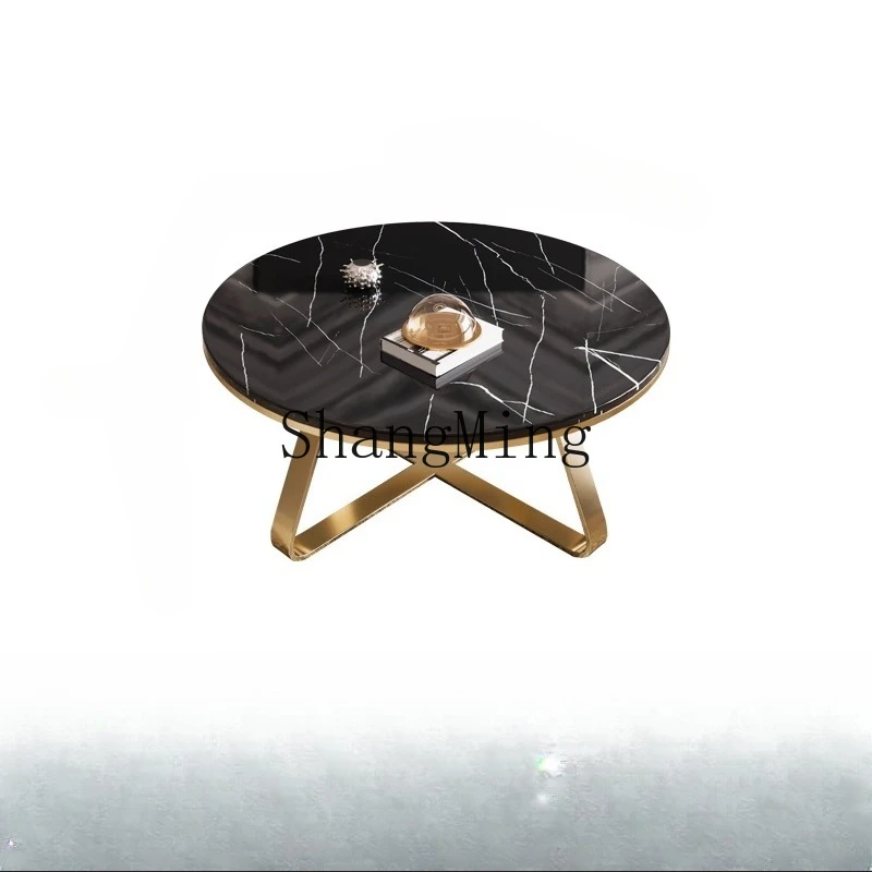 

Italian marble stainless steel living room size slate gold custom personality creative round light luxury coffee table