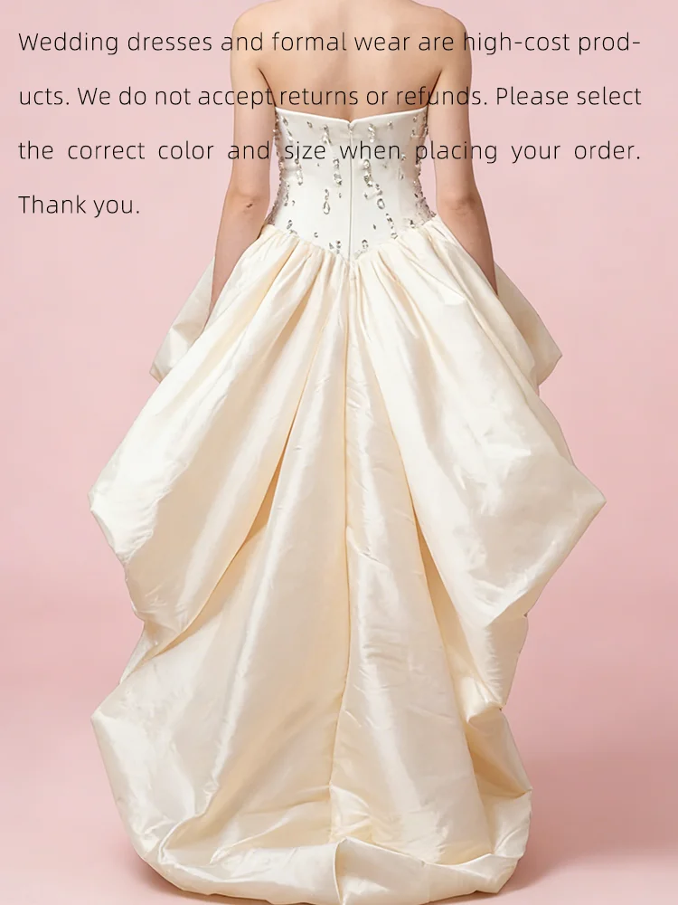 أنيقة الحبيب الخرز بلا أكمام فساتين زفاف العروس غير المتكافئة أثواب الزفاف حسب الطلب