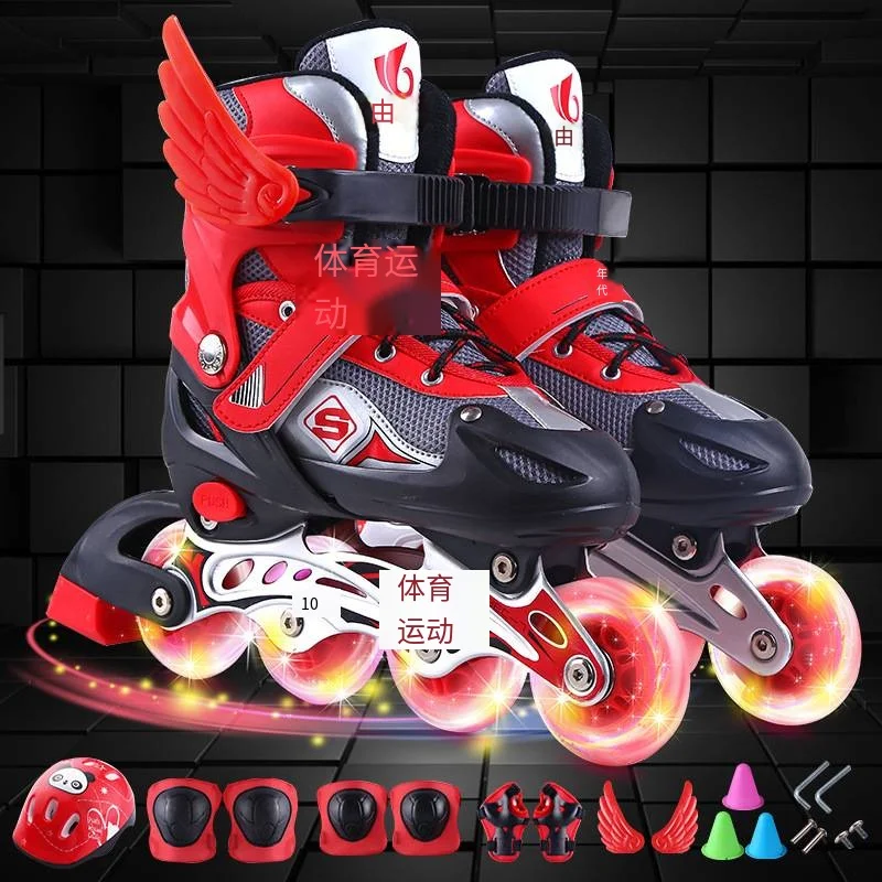 Adjustable Skates For Kids Skates Rollerskates Skates Shoes Wheels Inline Skates Kids Outdoor Skate With Light Up Wheels