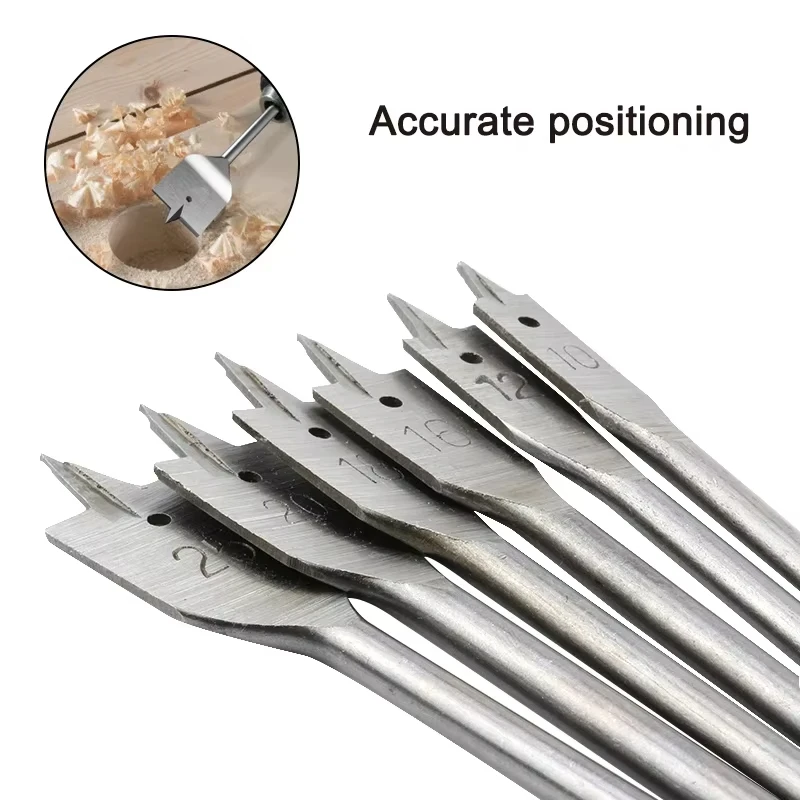 6pc Natural Color Three Pointed Flat Drill Hexagonal Handle Woodworking Hole Opener Wooden Board Drilling Bit Tool Set 2025