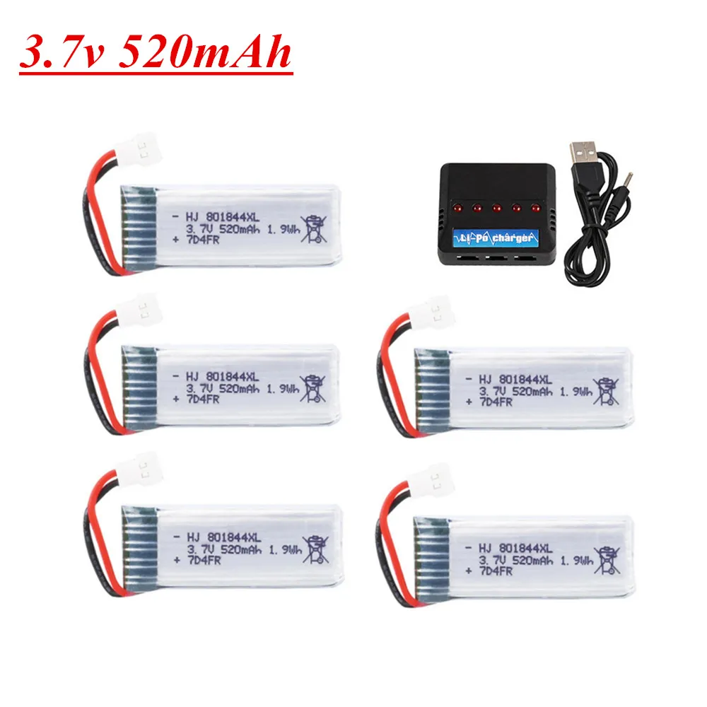 Batteria Lipo 3.7v per Hubsan H107P 801844 3.7V 520mAh 25c batteria + caricabatterie USB Set per accessori Drone fotocamera H107P RC