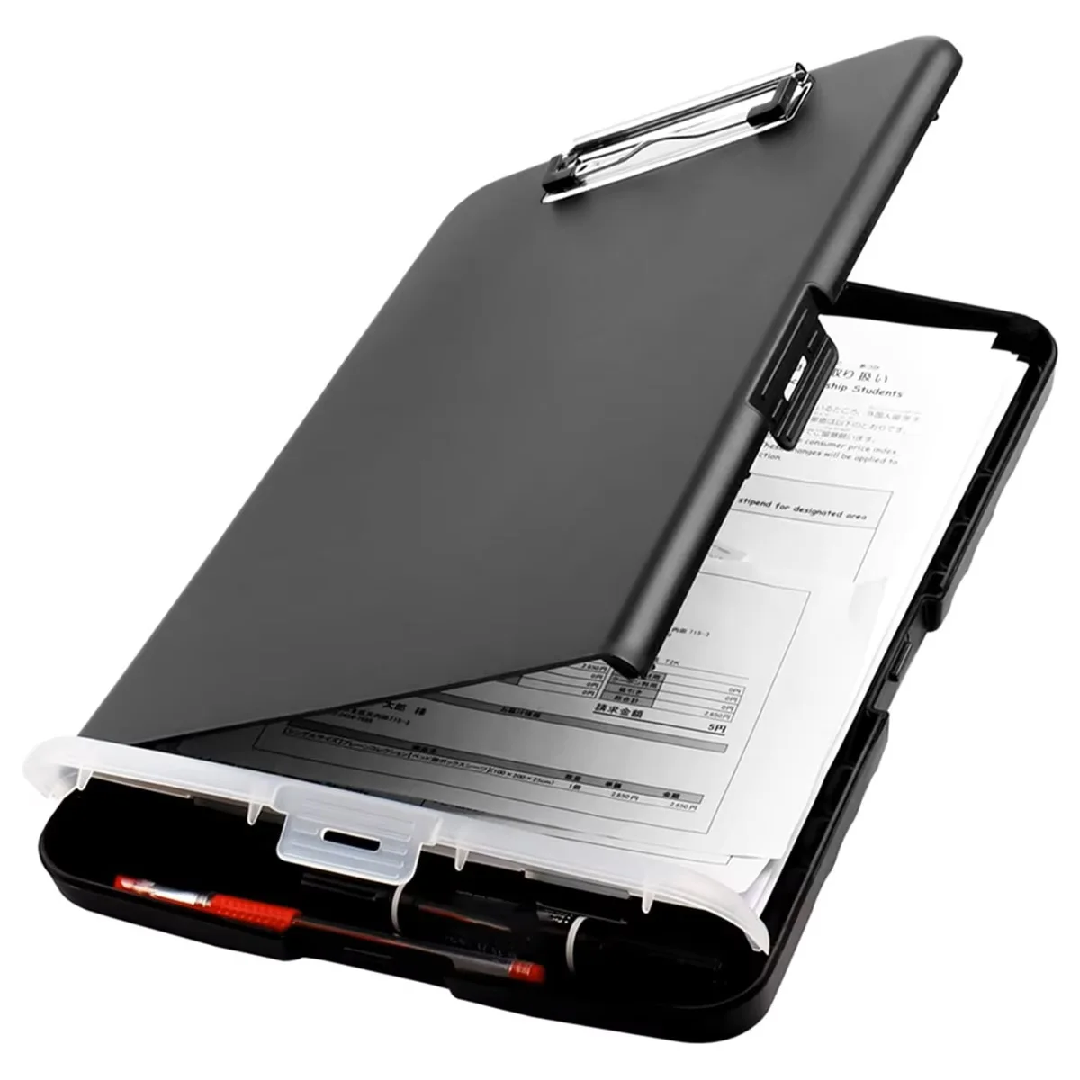 Large A4 Waterproof File Box with Pen Slot Desktop Plastic Folder Data File Storage with Writing Board Clip for Office Supplies
